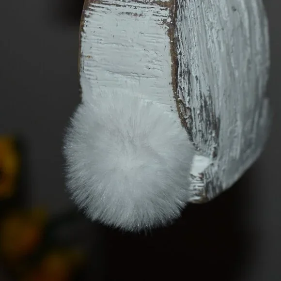 Distressed Shabby Whitewash Bunny Rabbit Rustic Cottage Farmhouse Spring Decor - Picture 7 of 11